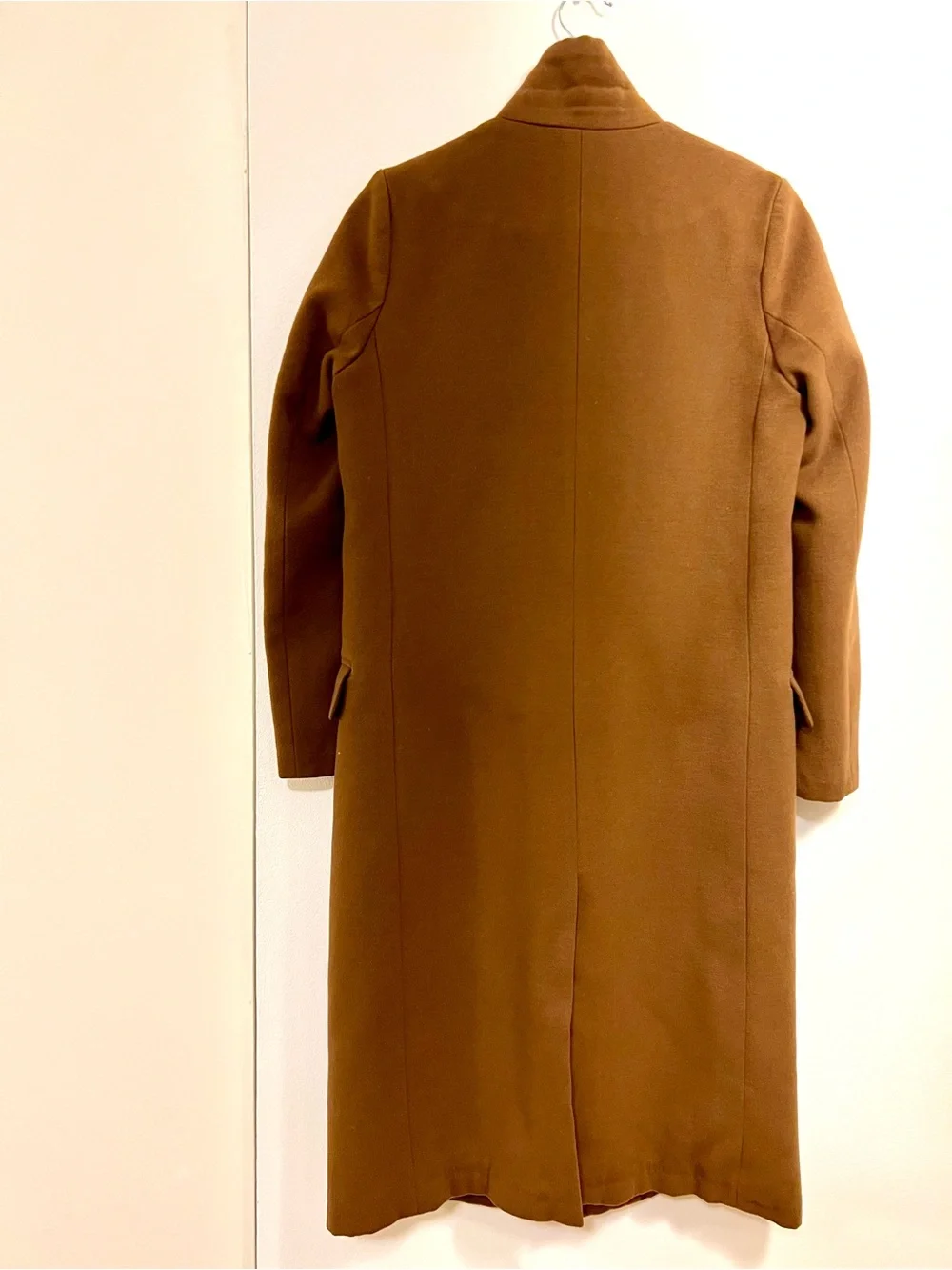 Korean Tailored Camel Wool Blend Structured Overcoat / quilted lining